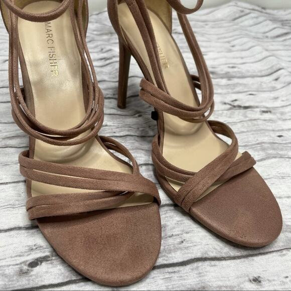 MARC FISHER High Heels Womens Size 8.5 Pink Strappy Suede Date Event Formal - Picture 5 of 11